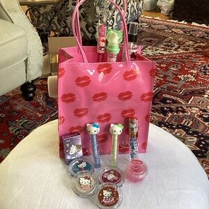 Hello Kitty Lip Balm & Gloss Se, Large make up bundle with pink tote, NWT